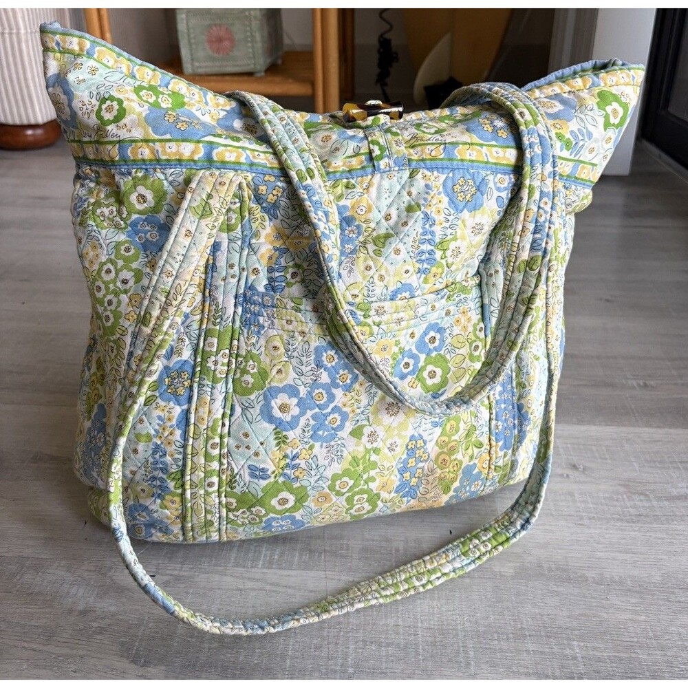 Vera Bradley Shoulder Tote Retired English Meadow Pattern Hard bottom